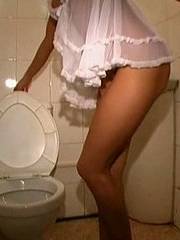 Lingerie video with girl on the bowl